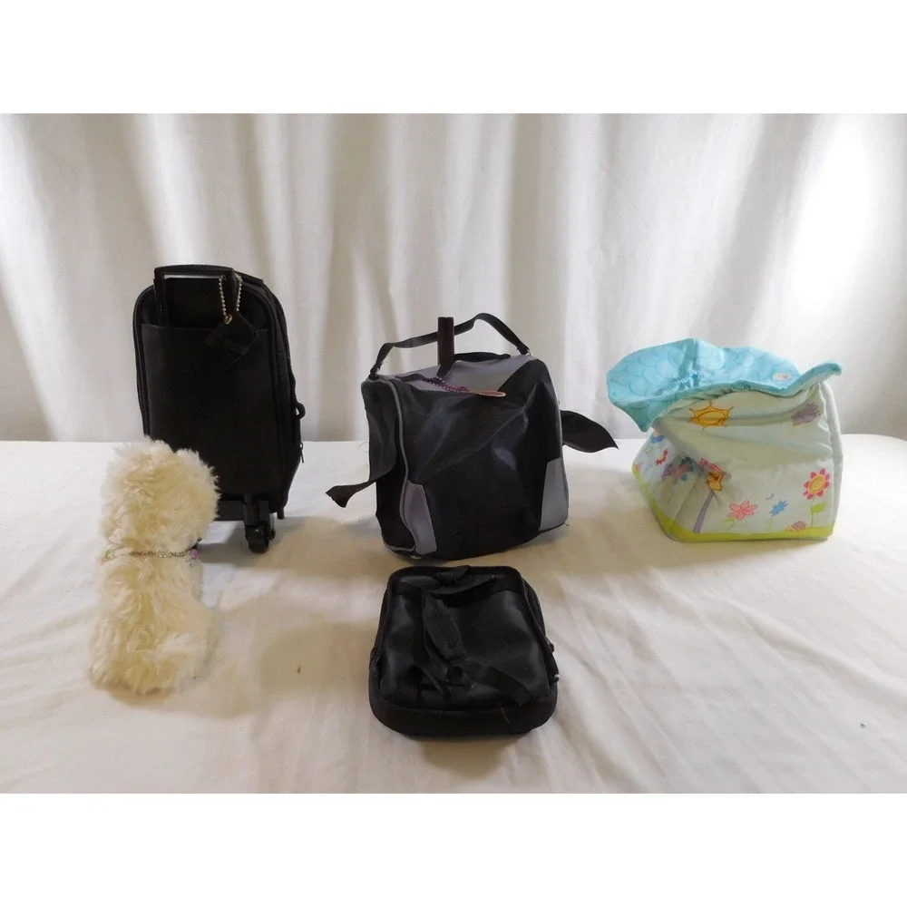 American Girl Doll Sized Luggage Lavender Rolled Suitcase + Backpack + Coconut D